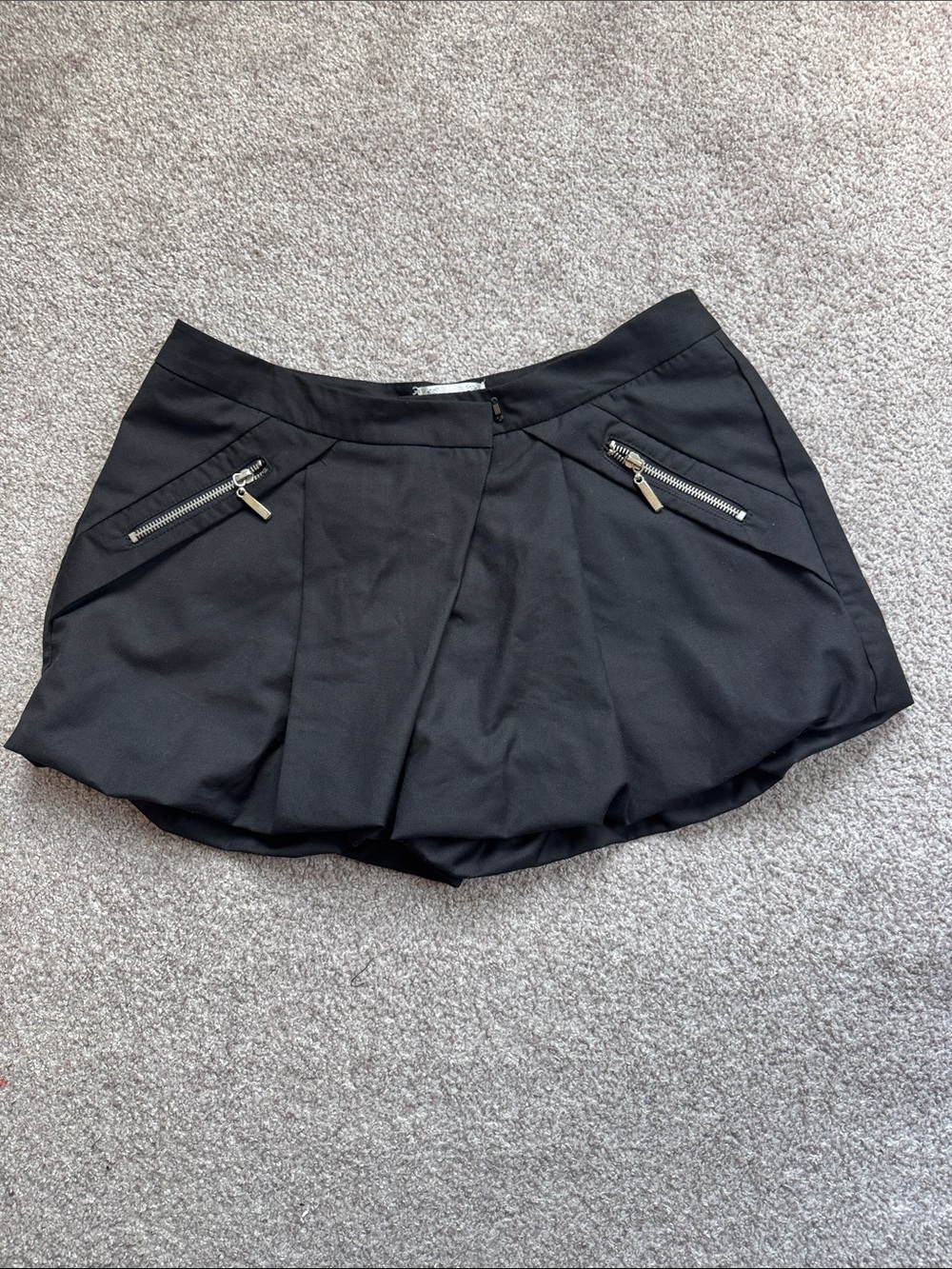 Black Pleated Mini Skort with Zip Pockets